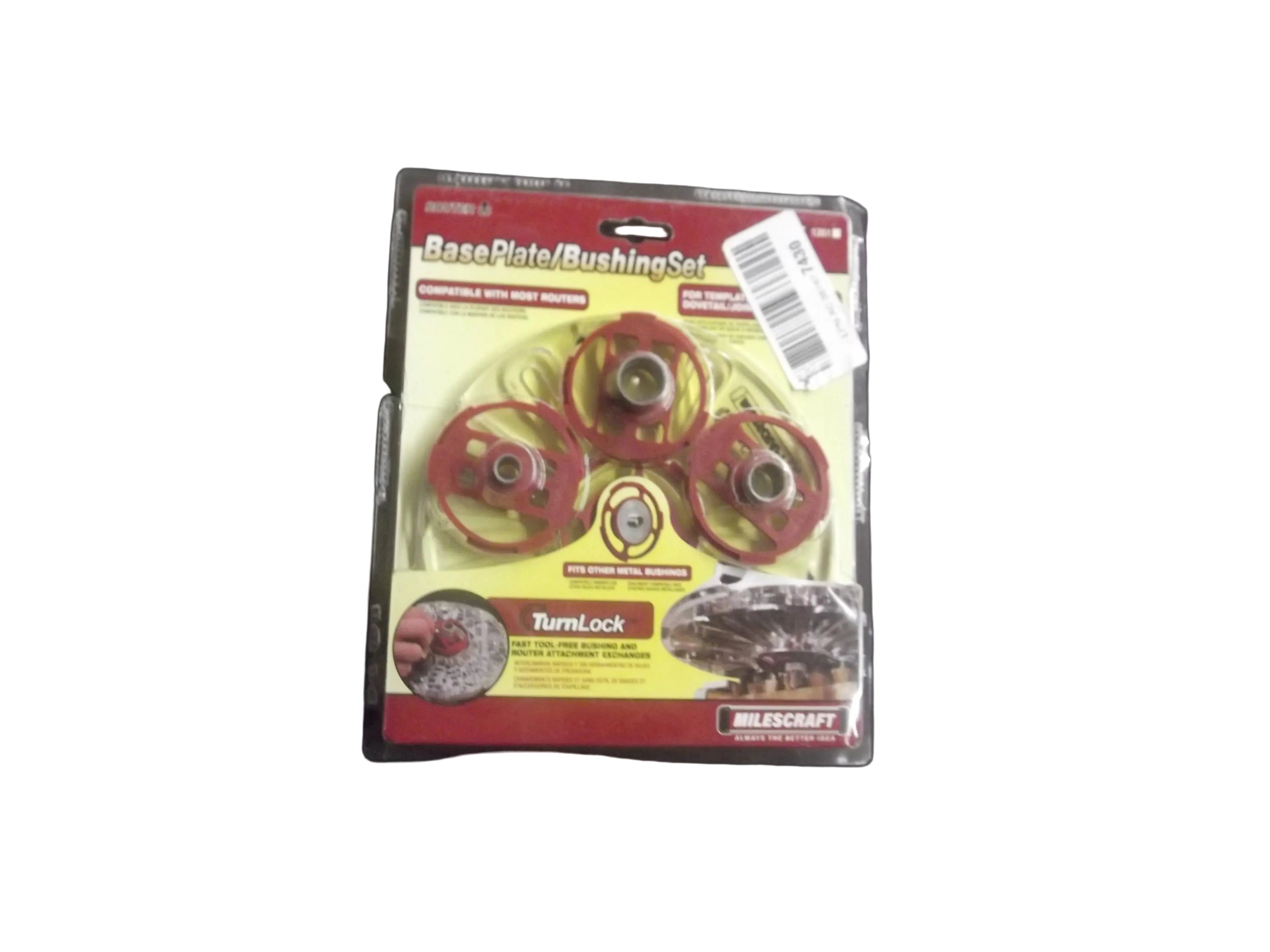 Milescraft Router Base Plate Bushing Set 1201 - Sealed With Clear Base Turnlock