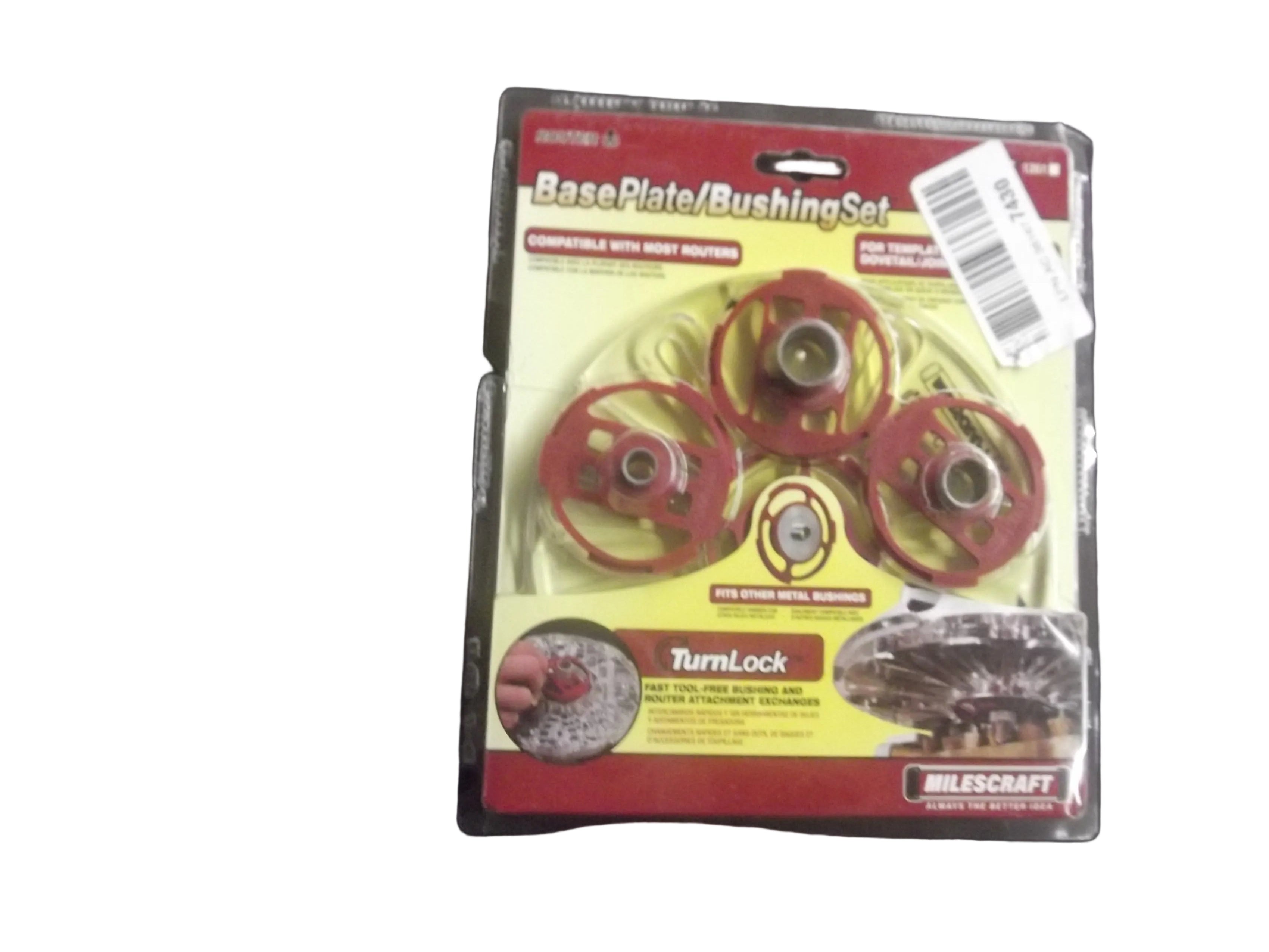 Milescraft Router Base Plate Bushing Set 1201 - Sealed With Clear Base Turnlock